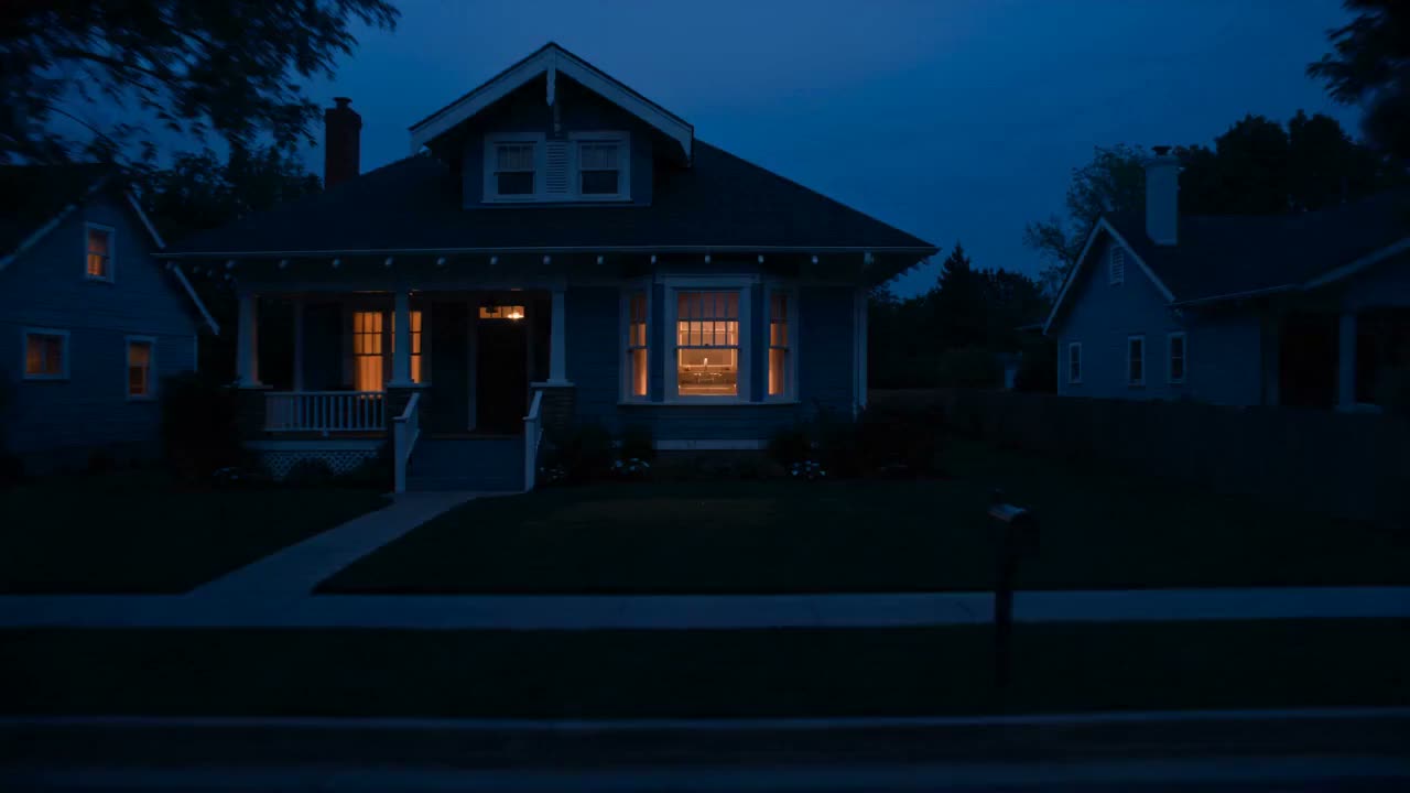 Copperhead Plumbing & Electric hero: a dark Austin house at dusk with a warmly lit kitchen window